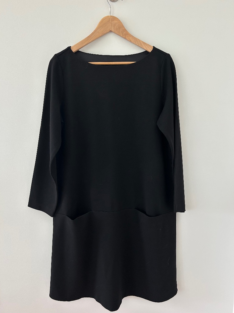 Nwot Eileen Fisher Viscose Jersey Ponte Shirt Dress In Black Sz M